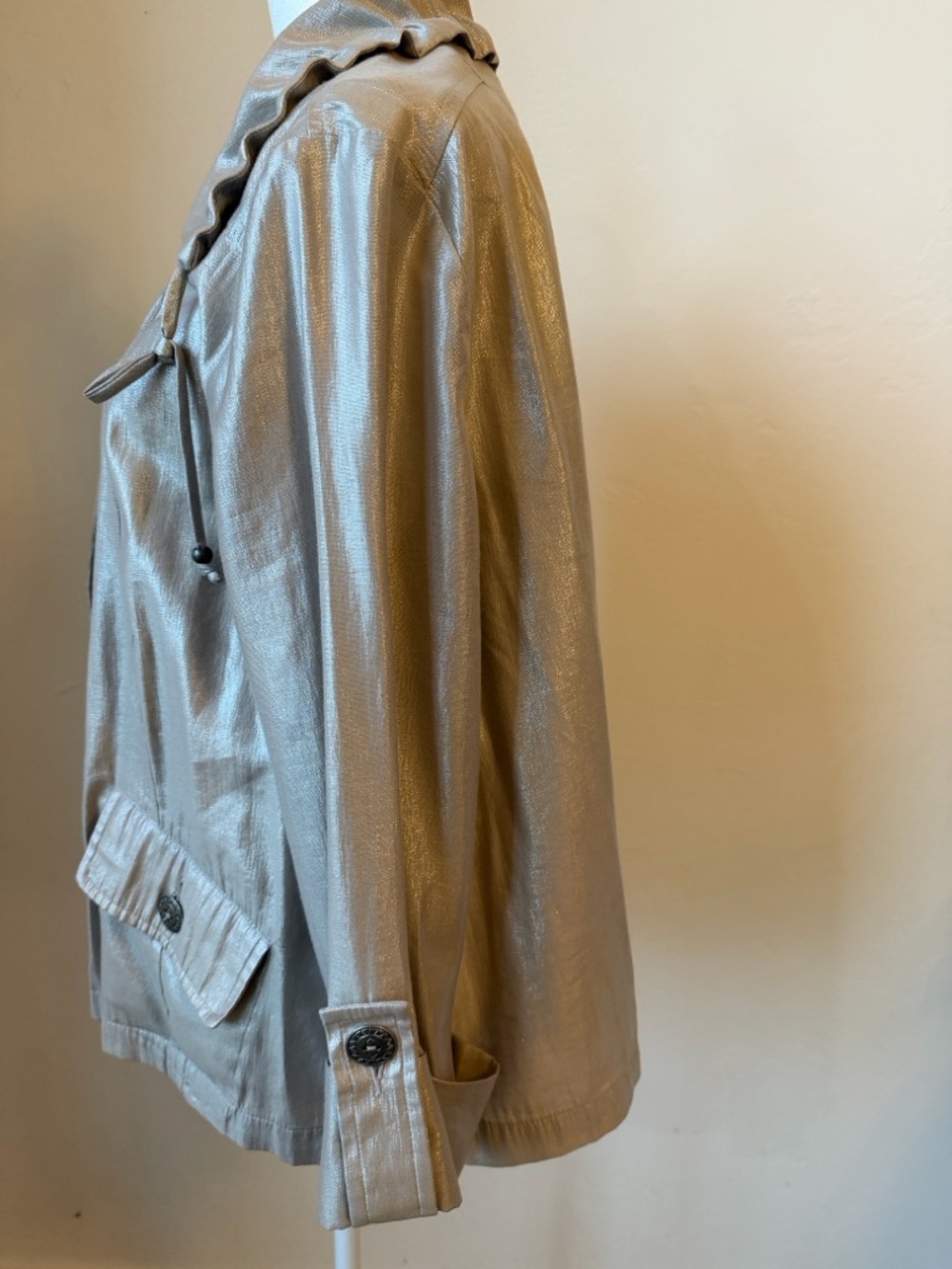 Ruby Rd. Shimmery Taupe Button-Front Utility Jacket - Picture 3 of 6